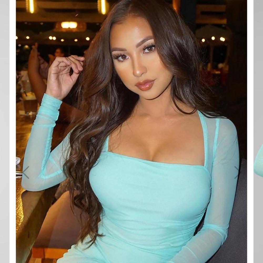 NWT Fashion Nova Mint Sheer sleeve dress